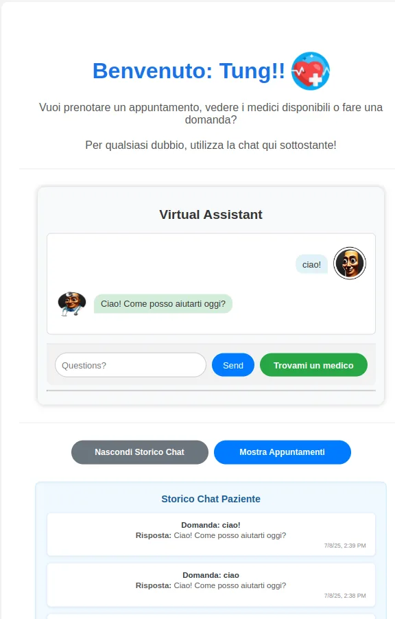 Assistant home screen with the chat panel