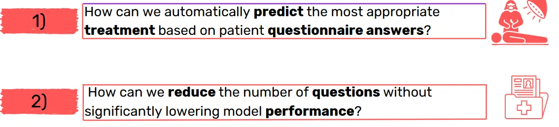 Research questions: predicting treatment and reducing questions