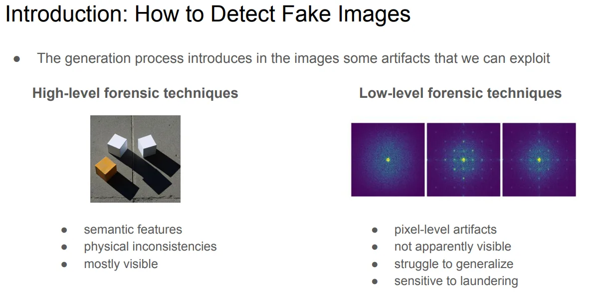 High-level versus low-level forensic techniques for detecting fake images
