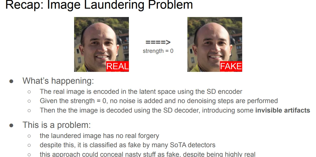 A real image classified as fake after laundering at strength zero